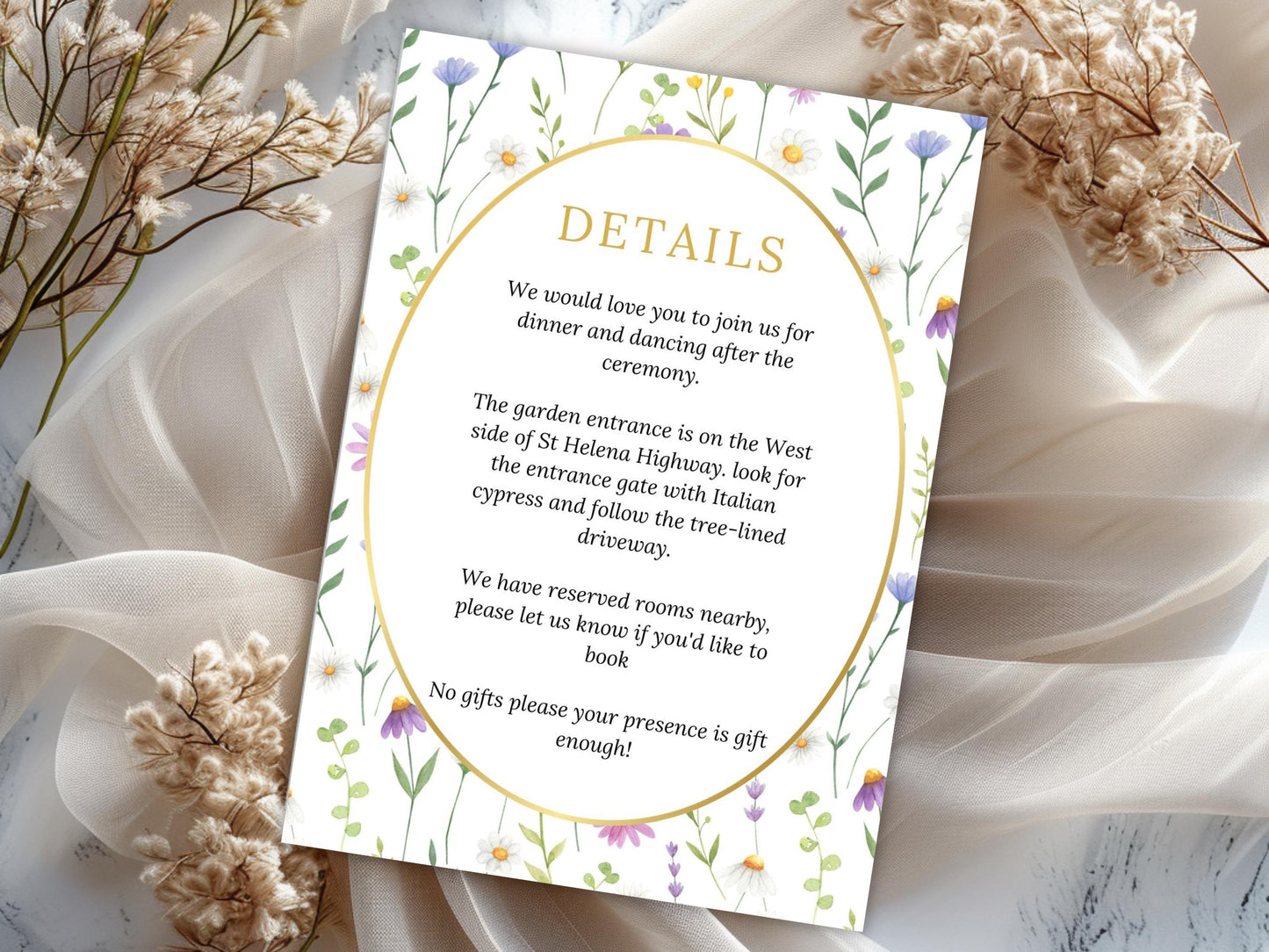 Editable Wildflower Wedding Invitation Template (Digital Download)