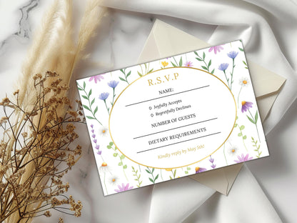 Editable Wildflower Wedding Invitation Template (Digital Download)