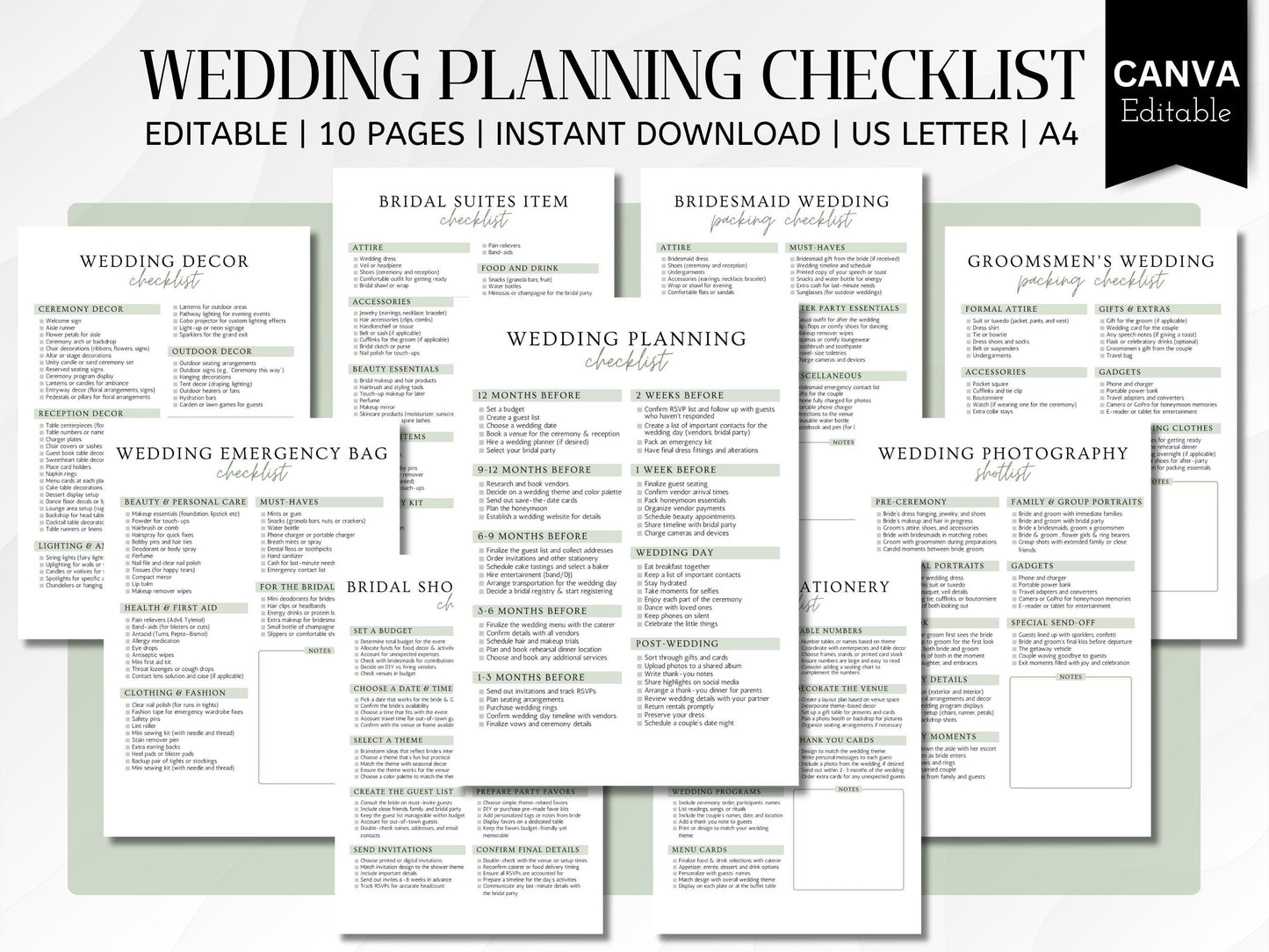 Ultimate Wedding Checklist Template: Bridal Planner (PDF)