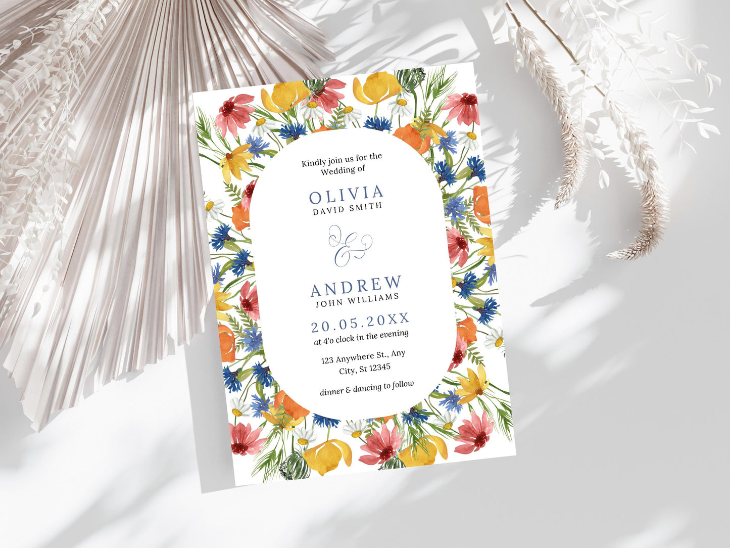 Garden Flowers Wedding Invitation Template (PDF)