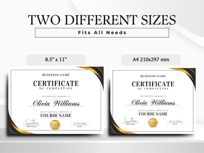 Printable Certificate of Completion Template: Elegant Course Award (Canva Editable)