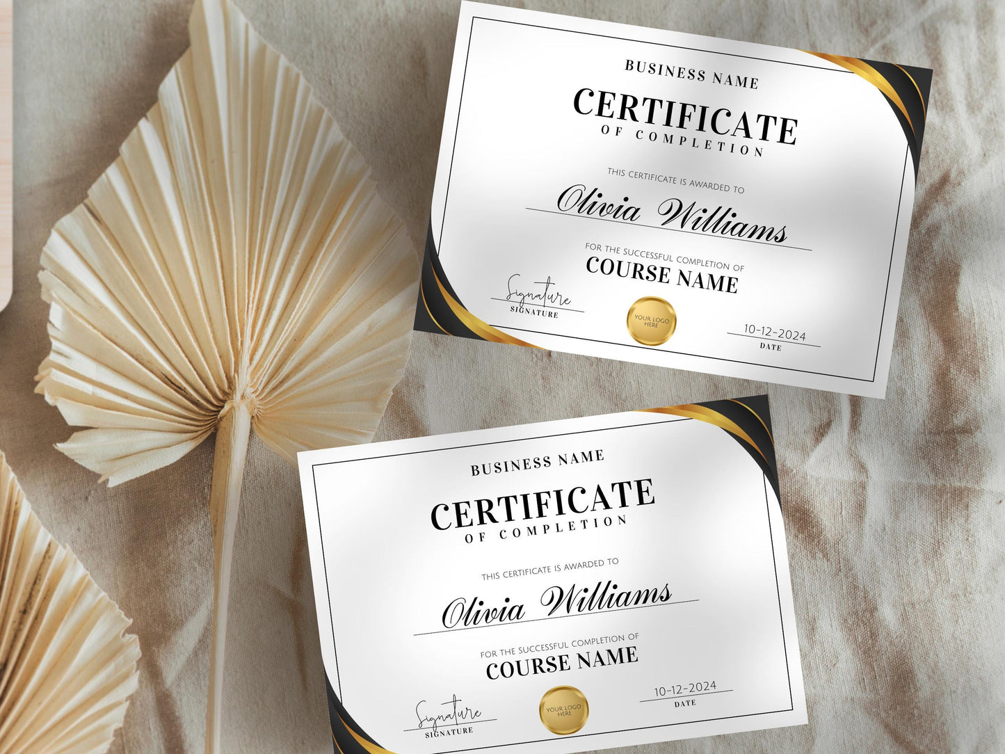 Printable Certificate of Completion Template: Elegant Course Award (Canva Editable)