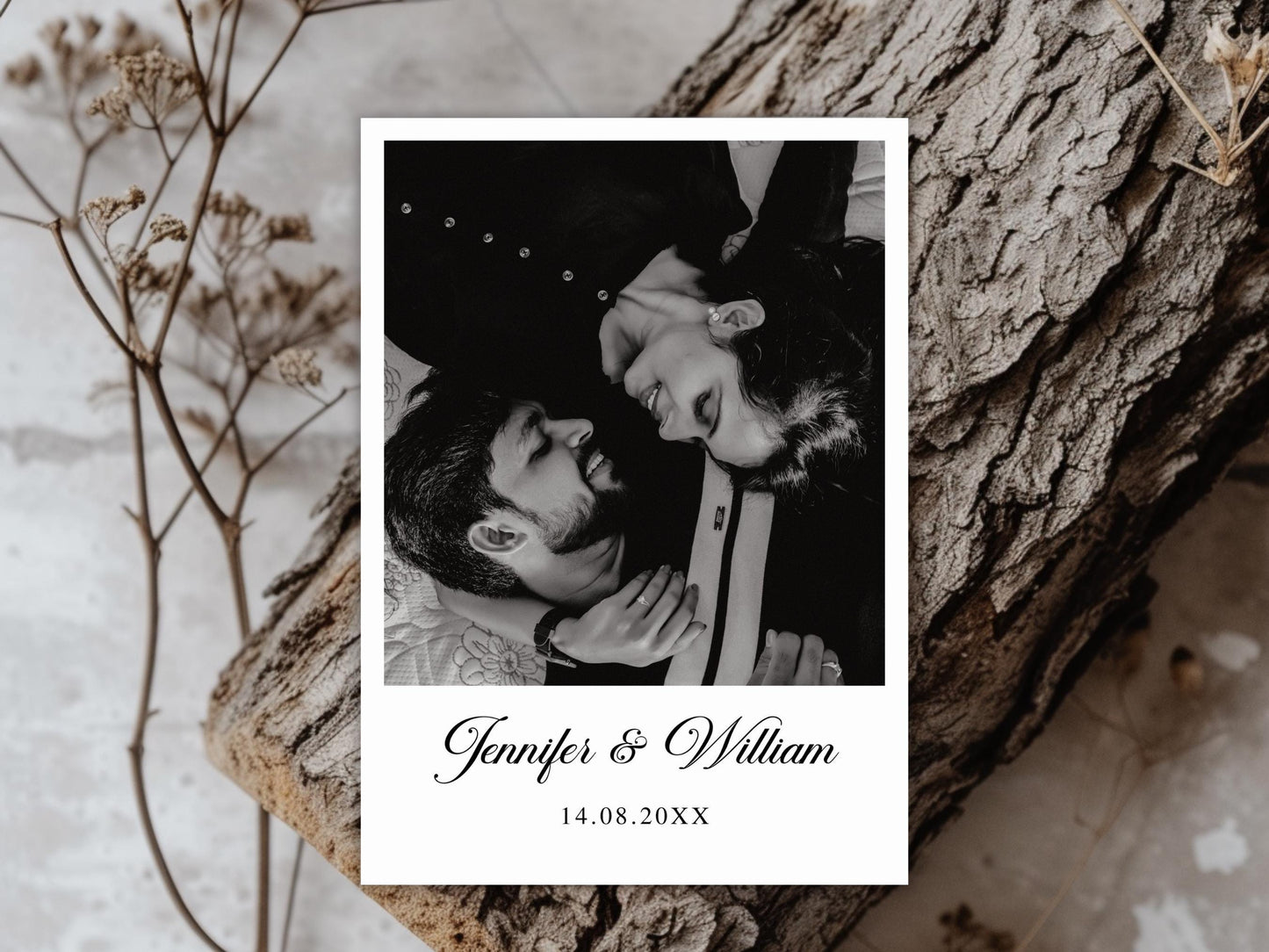 Minimalist Photo Wedding Invitation Template: Boho Style (Digital Download)