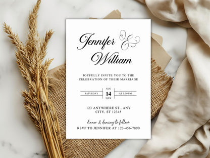 Minimalist Photo Wedding Invitation Template: Boho Style (Digital Download)