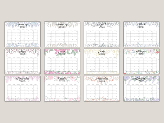 2025 Floral Calendar Printable: Monthly Elegant Design (Instant Download)