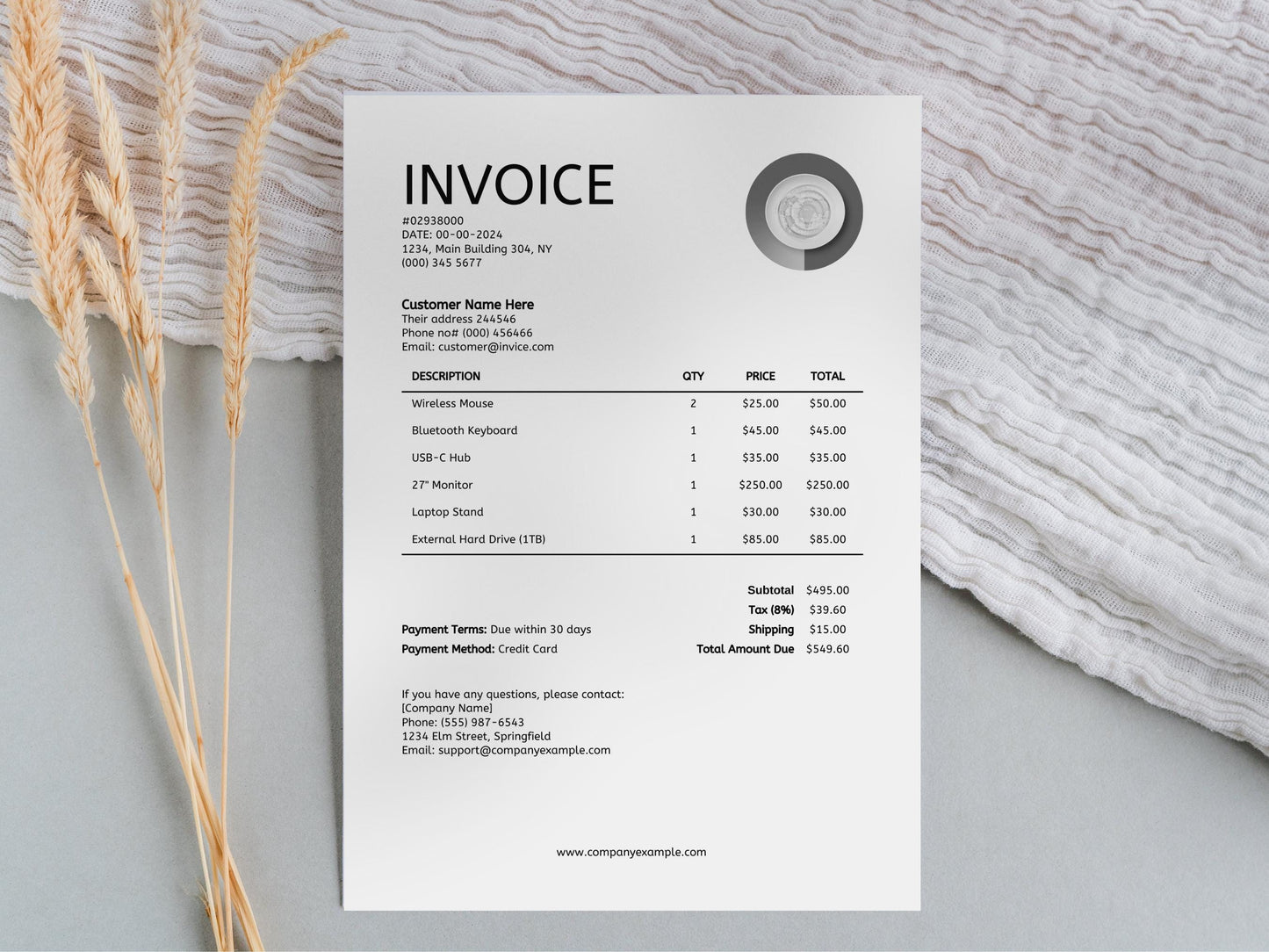 Minimalist Invoice Template Canva: Editable Small Business Billing (Instant Download)