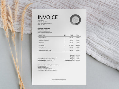 Minimalist Invoice Template Canva: Editable Small Business Billing (Instant Download)