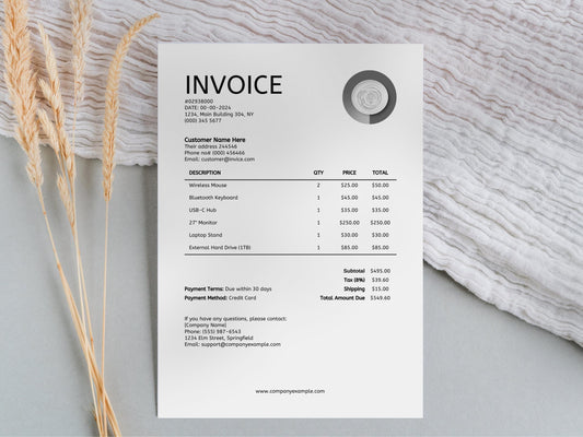 Minimalist Invoice Template Canva: Editable Small Business Billing (Instant Download)