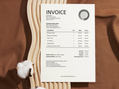 Minimalist Invoice Template Canva: Editable Small Business Billing (Instant Download)