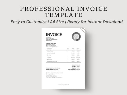 Minimalist Invoice Template Canva: Editable Small Business Billing (Instant Download)