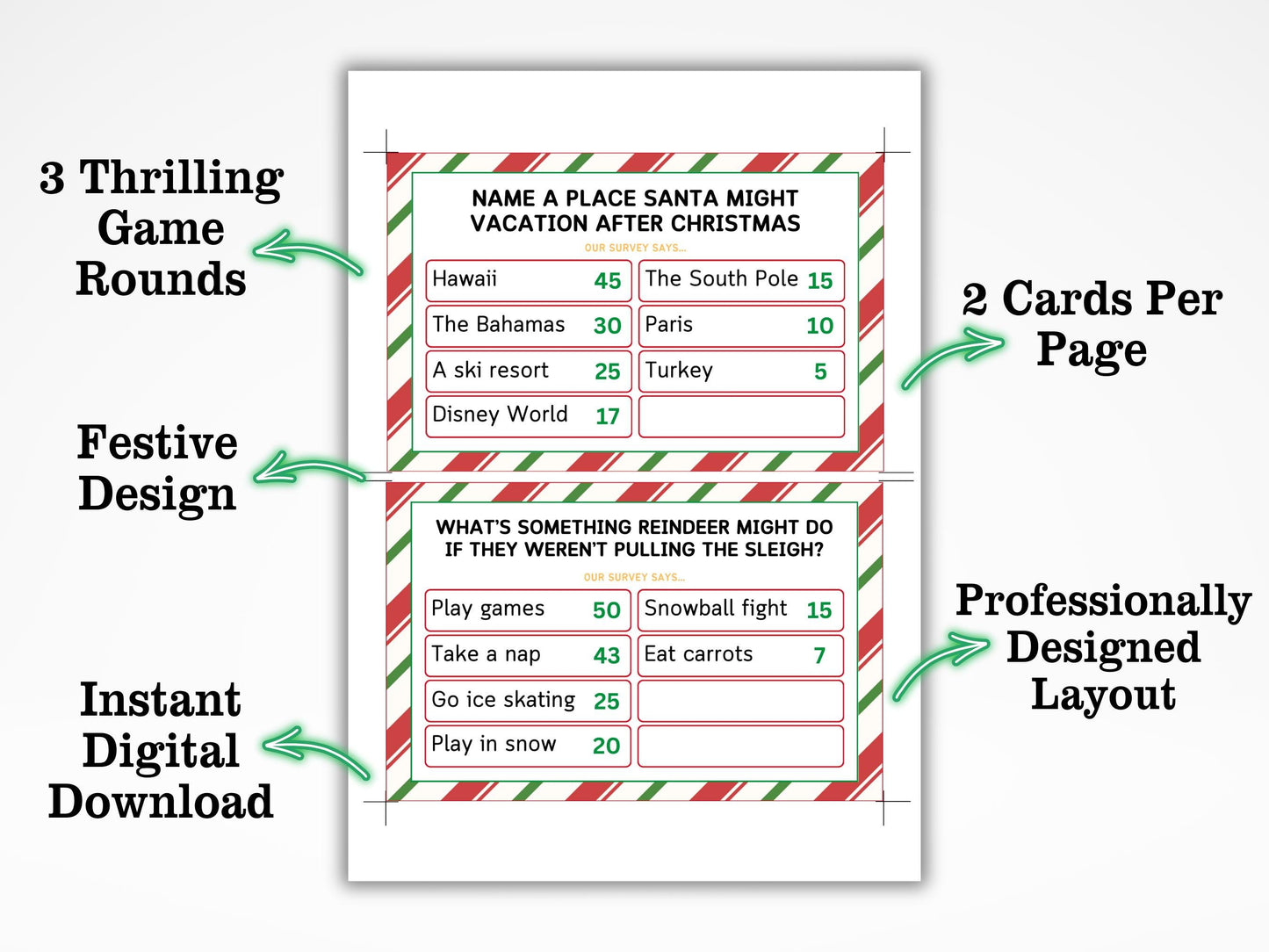 Christmas Feud Game: Family Holiday Party (Printable)