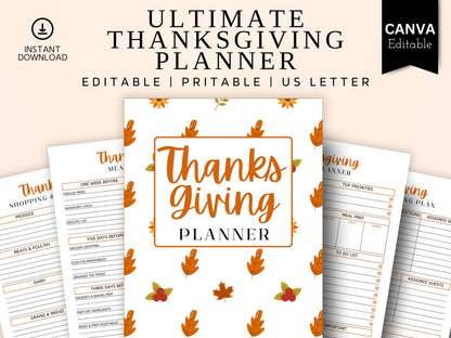 Thanksgiving Planner Template: Fall Holiday Organizer (PDF)