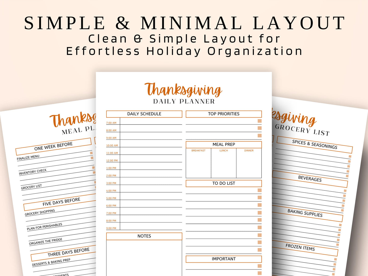 Thanksgiving Planner Template: Fall Holiday Organizer (PDF)