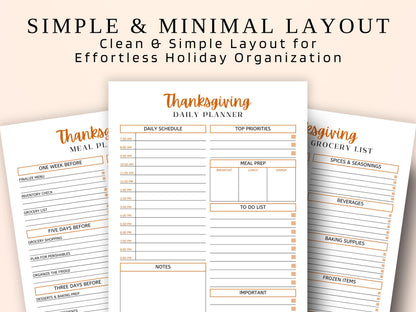 Thanksgiving Planner Template: Fall Holiday Organizer (PDF)