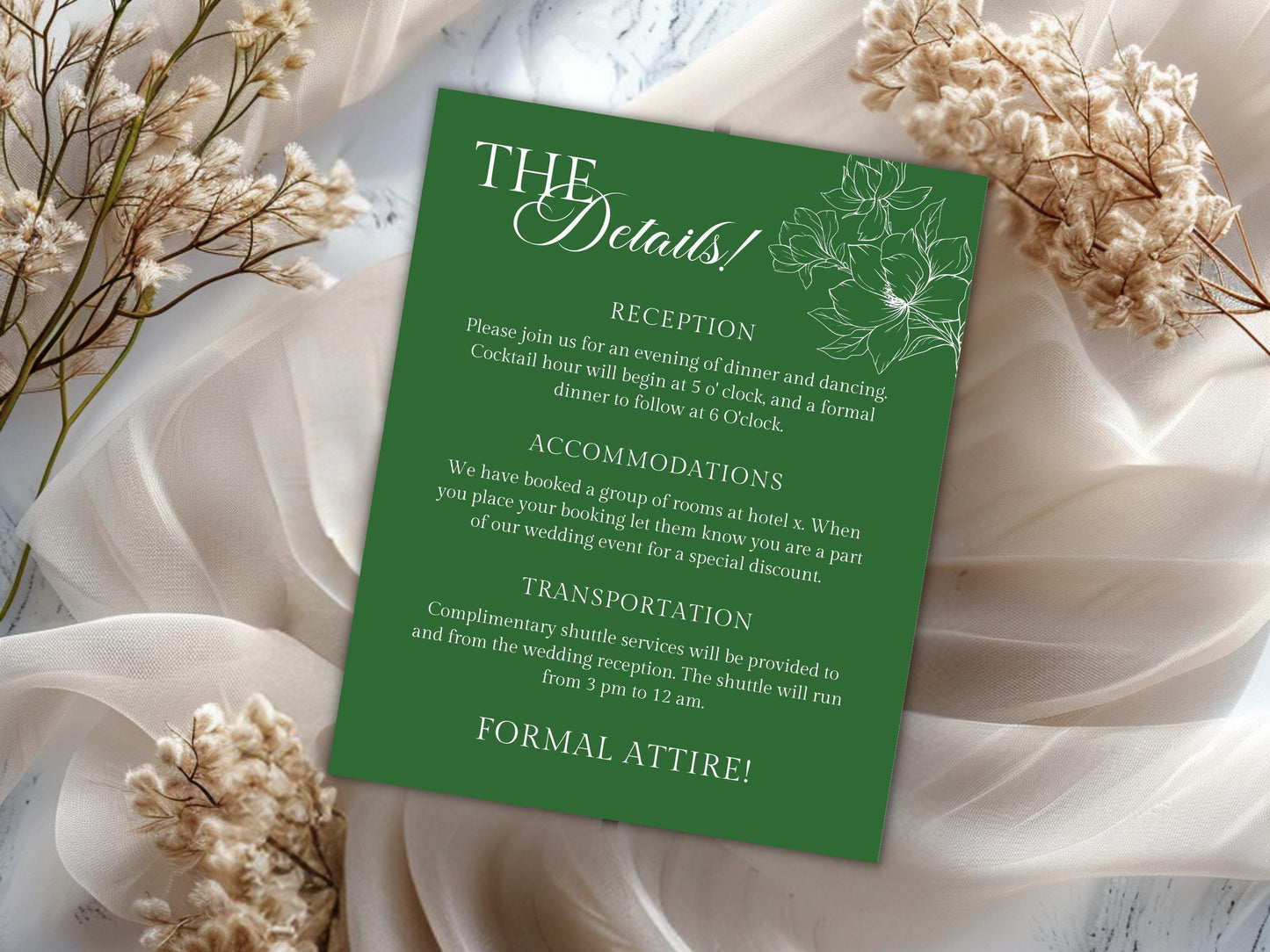 Floral Wedding Invitation Template: Minimalist Design (Digital Download)