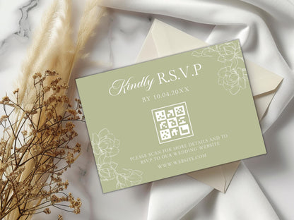 Floral Wedding Invitation Template: Minimalist Design (Digital Download)