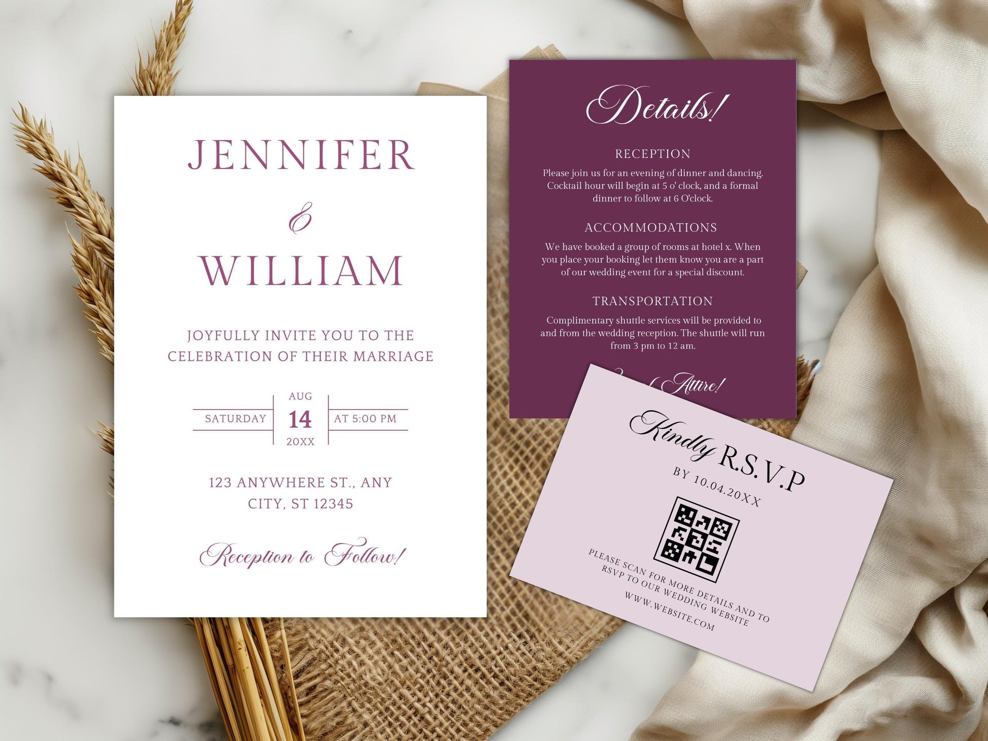 DIY Download Minimalist wedding invitation templates modern editable Canva suite