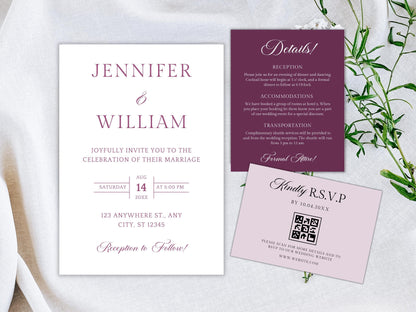 DIY Download Minimalist wedding invitation templates modern editable Canva suite