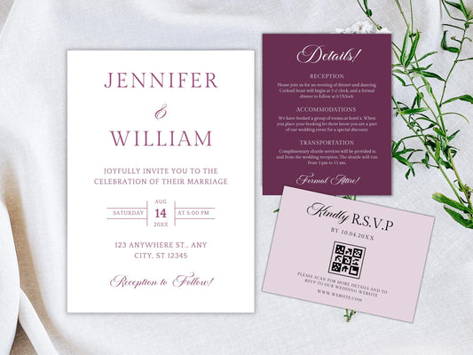 DIY Download Minimalist wedding invitation templates modern editable Canva suite