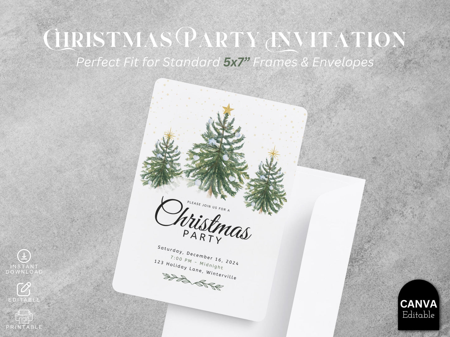 Editable Christmas Party Invitation Template | Holiday Party Invite | Canva Printable Digital Download PDF