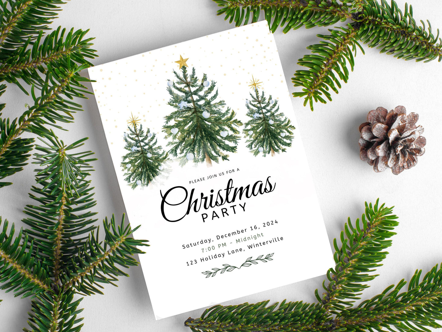 Editable Christmas Party Invitation Template | Holiday Party Invite | Canva Printable Digital Download PDF
