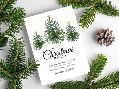 Editable Christmas Party Invitation Template | Holiday Party Invite | Canva Printable Digital Download PDF