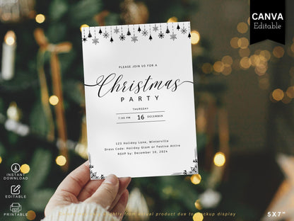 Editable Christmas Party Invitation: Modern Holiday Template (Digital Download)