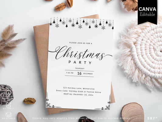 Editable Christmas Party Invitation: Modern Holiday Template (Digital Download)