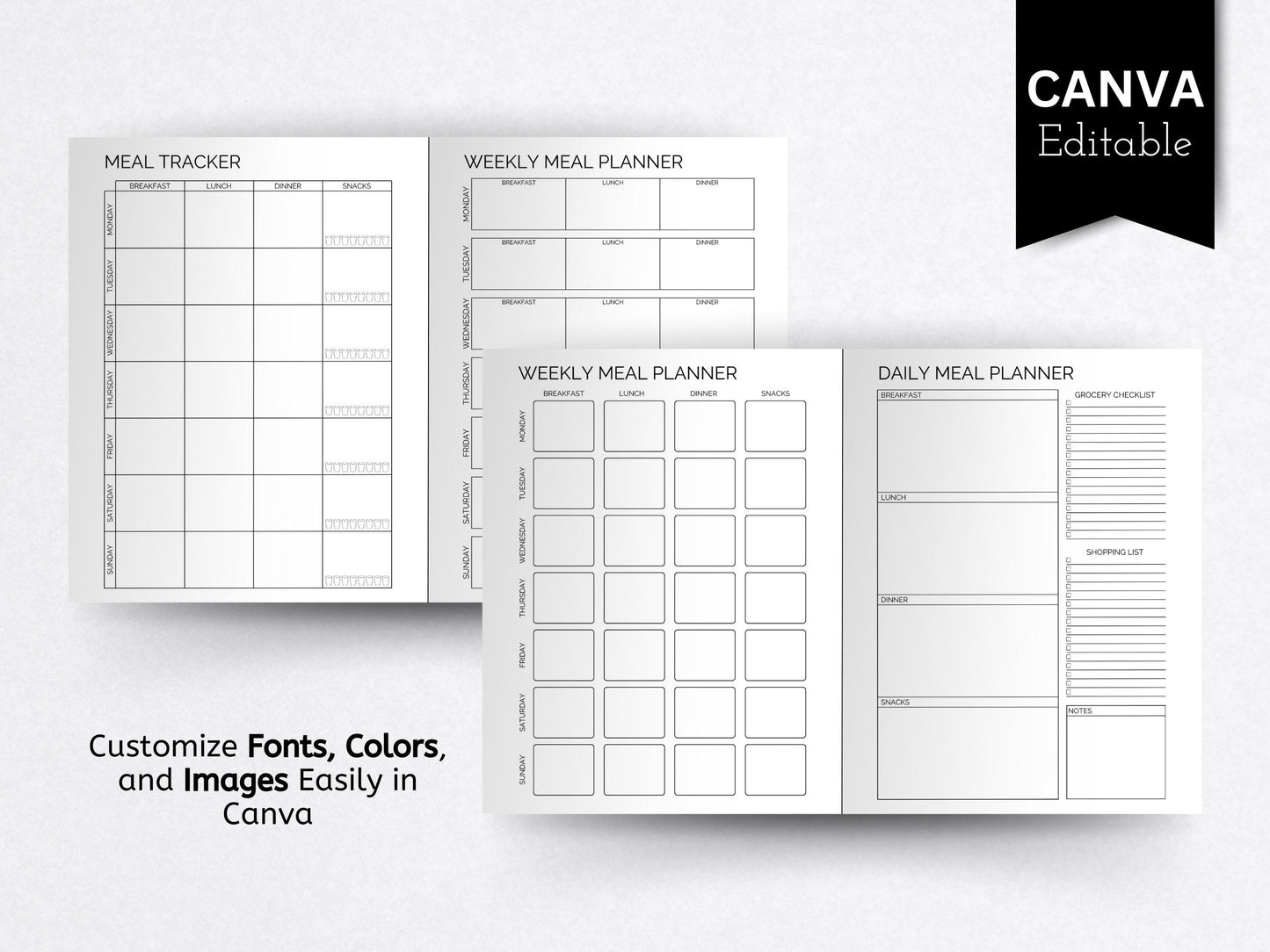 Editable Weekly Meal Planner Template: A4/A5 Printable (Digital Download)