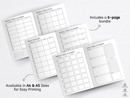Editable Weekly Meal Planner Template: A4/A5 Printable (Digital Download)