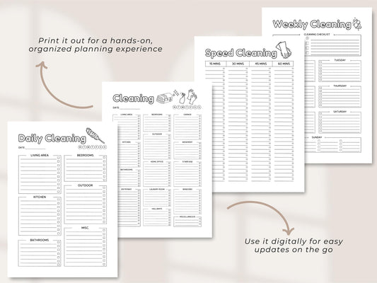 Cleaning Checklist Template: Daily, Weekly, Speed Cleaning (Digital Download)