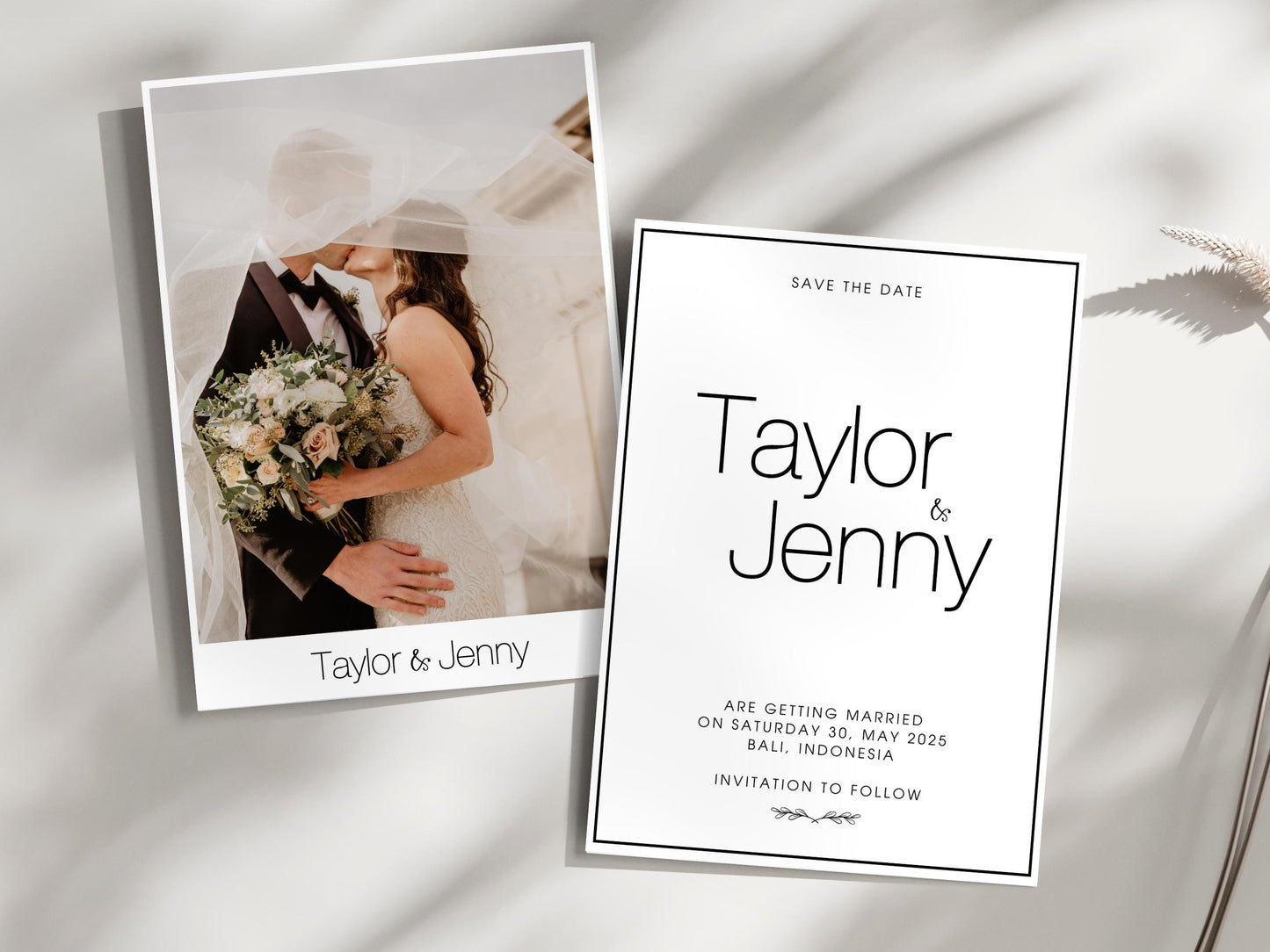 Minimalist Save The Date Template: Elegant Wedding Invitation (Digital Download)
