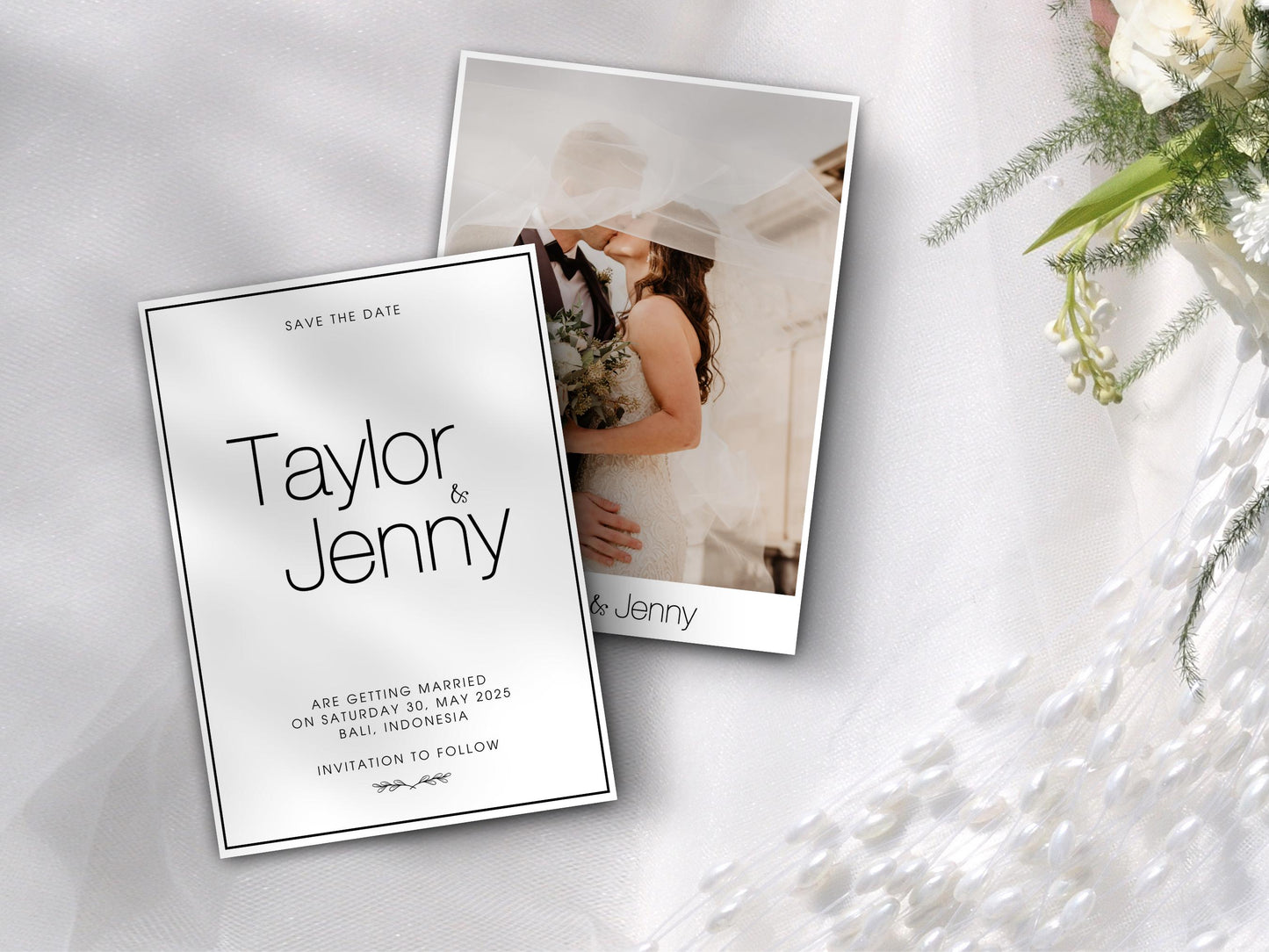 Minimalist Save The Date Template: Elegant Wedding Invitation (Digital Download)