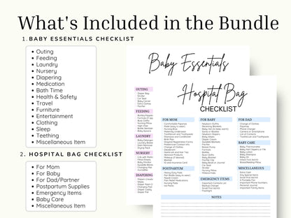 Baby Essentials Checklist Bundle: First Time Mom Planner (Digital Download)