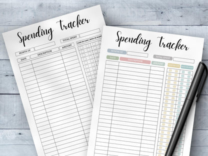 Printable Spending Tracker: Budget Chart, A4/A5 PDF, Editable Canva Link (Digital Download)