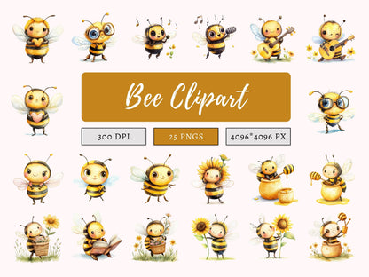 Bienen-Clipart-Bundle (PNG), Honigbienen-Clipart-Bundle, Bienen-PNG-Bundle, Biene (PNG), Honigwabe (PNG), Bienen-Clipart, Niedliche Bienen-Clipart, Hummel-Clipart