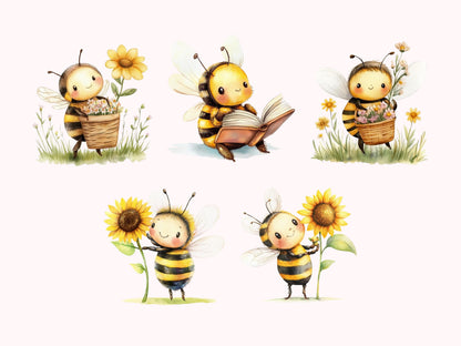 Bienen-Clipart-Bundle (PNG), Honigbienen-Clipart-Bundle, Bienen-PNG-Bundle, Biene (PNG), Honigwabe (PNG), Bienen-Clipart, Niedliche Bienen-Clipart, Hummel-Clipart