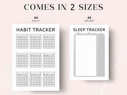 Premade Yearly Tracker Bundle, Bullet Journal Inserts A4 A5 (Digital Download)