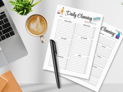 Cleaning Planner Checklist Bundle: Daily & Weekly Chores (Printable PDF)