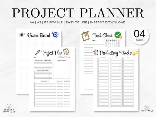 Printable Project Planner | A4 & A5 | Easy to Use | Instant Download