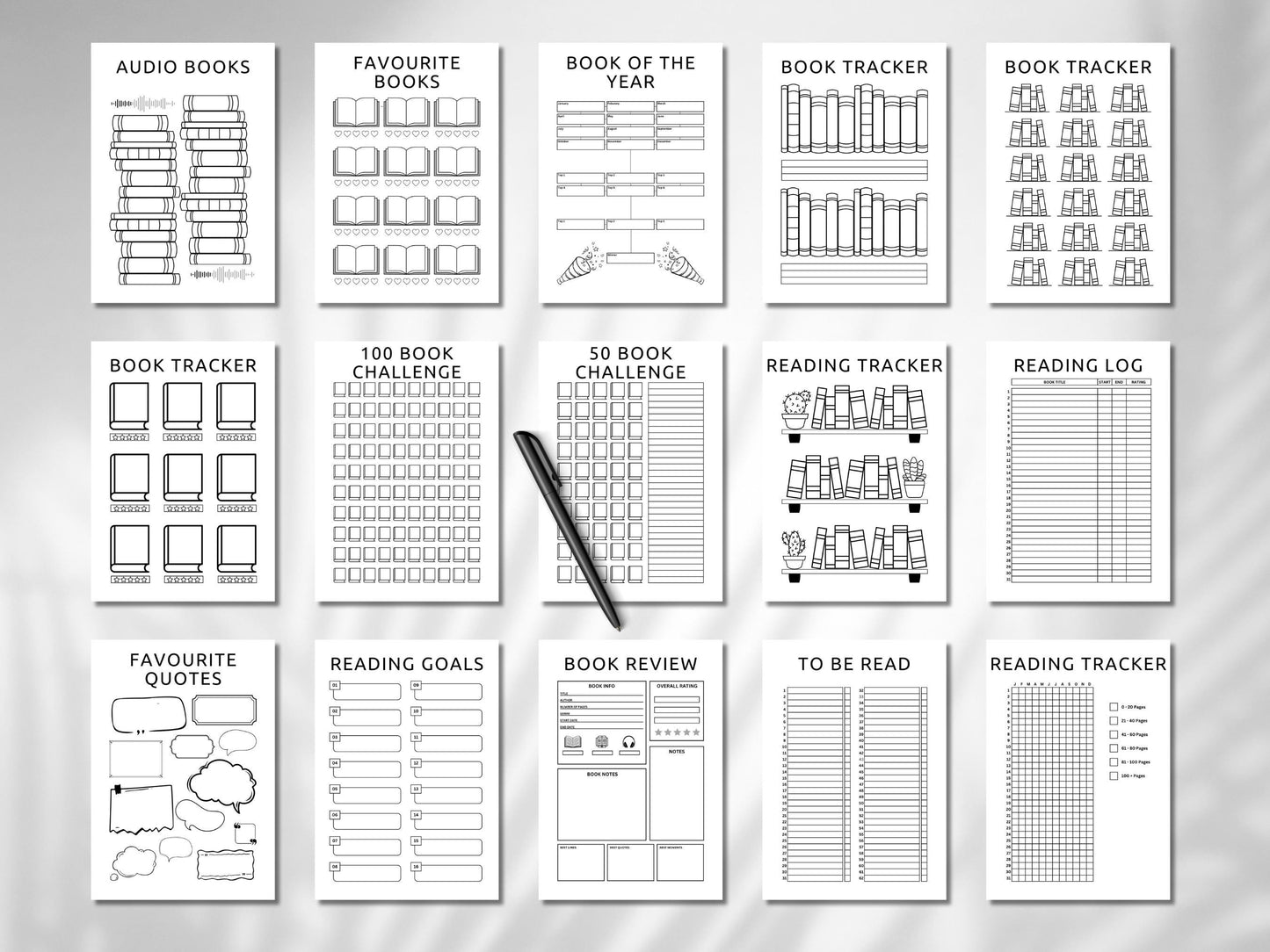 Digital Reading Journal Bundle: Library Tracker & Planner (Digital Download)