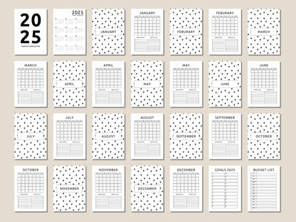 Druckbares Kalender-Bundle mit Blumenmuster für 2025: A4 A5, bearbeitbar (Sofort-Download)