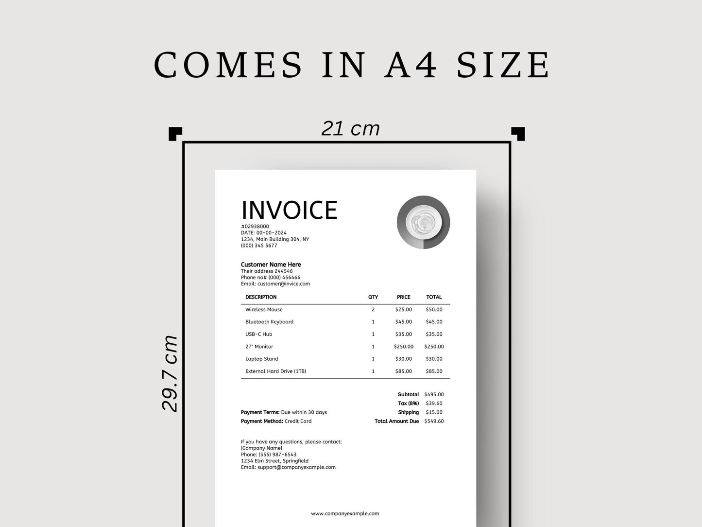 Minimalist Invoice Template Canva: Editable Small Business Billing (Instant Download)