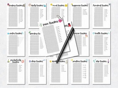 2026 Yearly Pixel Tracker Bundle, Editable & Printable (Digital Download)