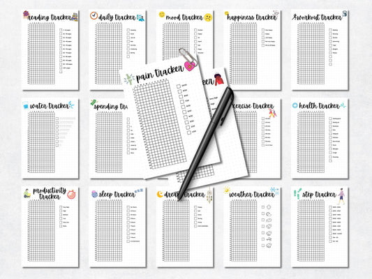 2026 Yearly Pixel Tracker Bundle, Editable & Printable (Digital Download)