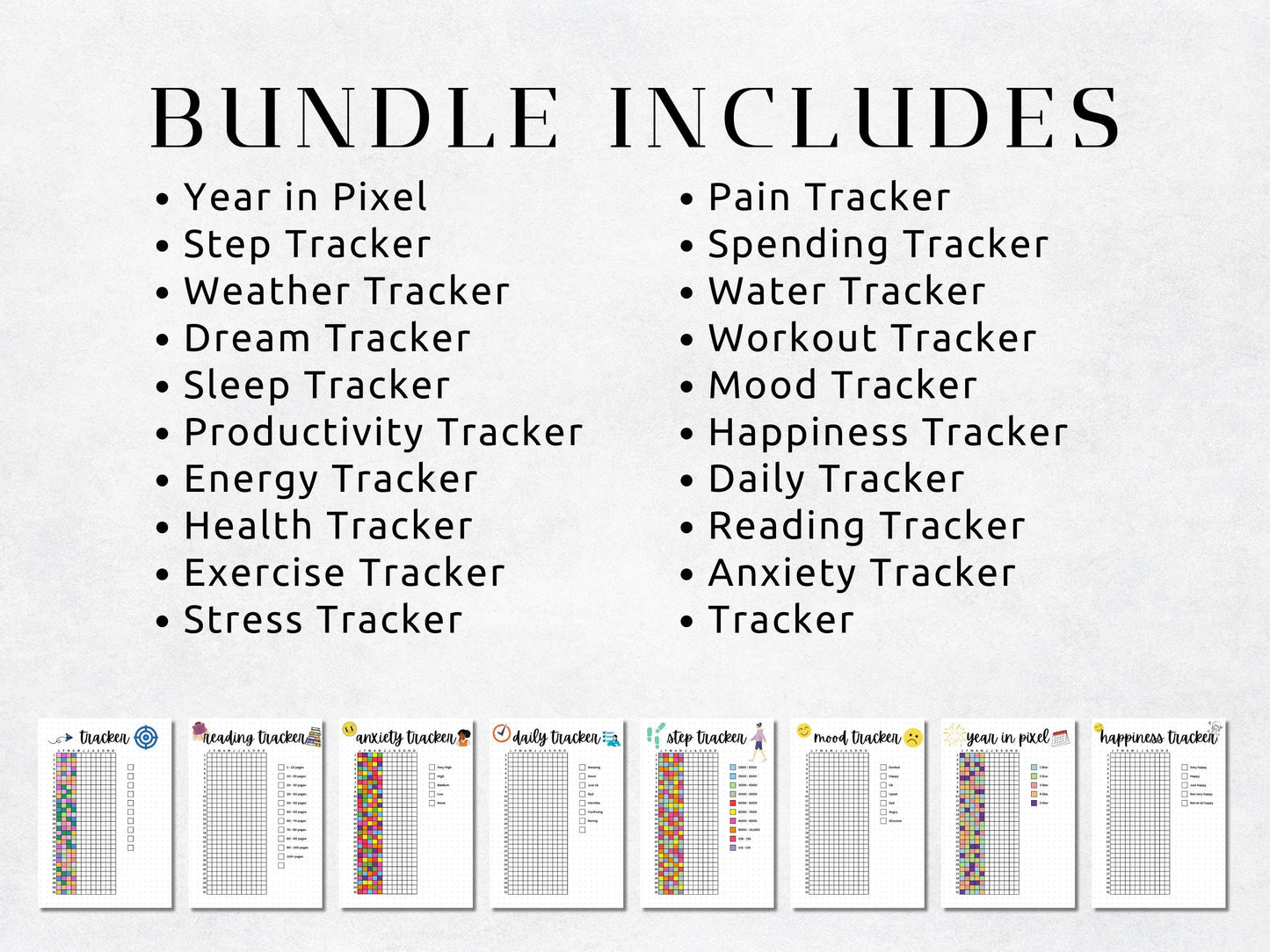 2026 Yearly Pixel Tracker Bundle, Editable & Printable (Digital Download)