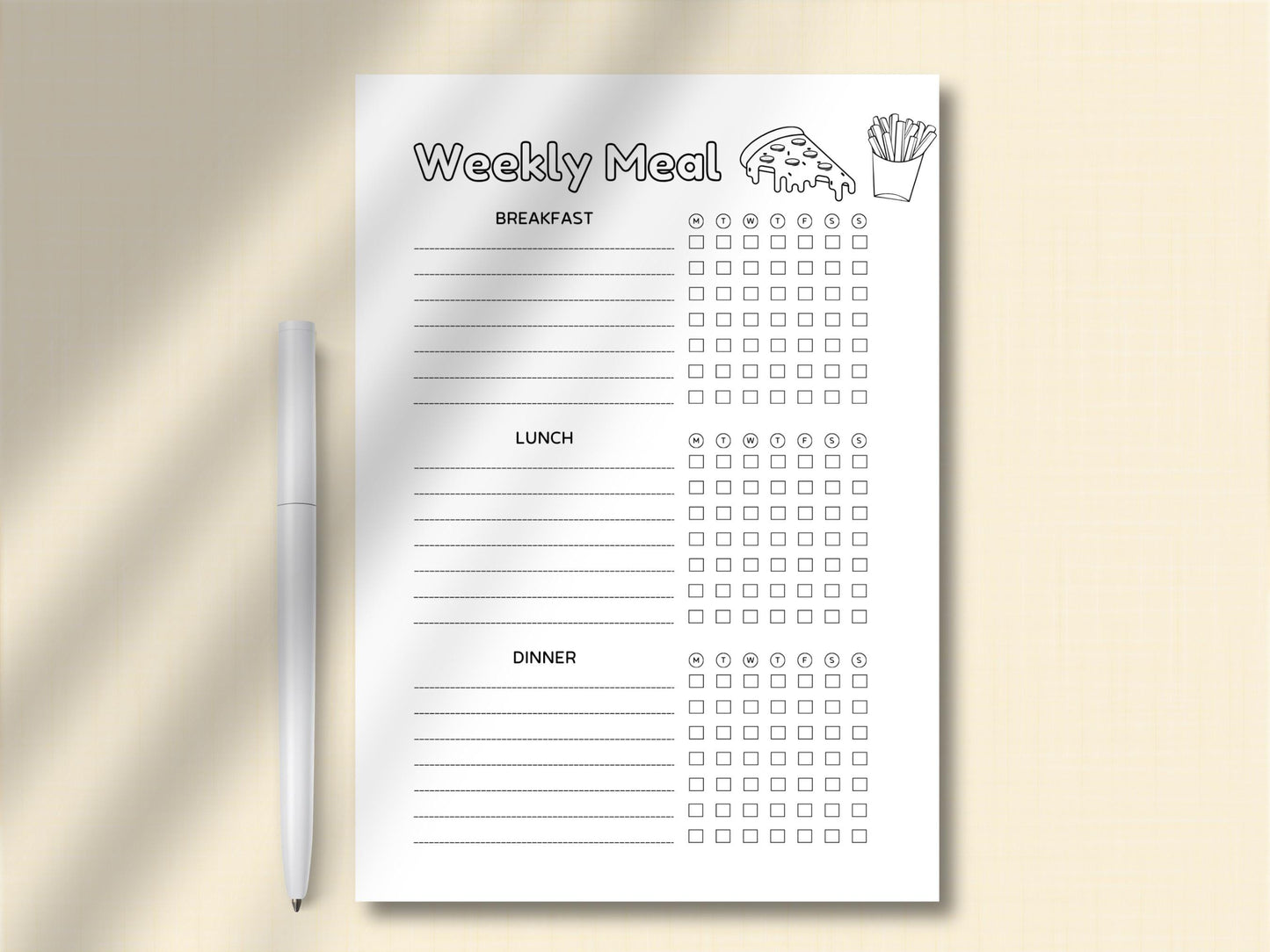 Weekly Meal Planner Template: A4 A5 Menu, Grocery List (Digital Download)