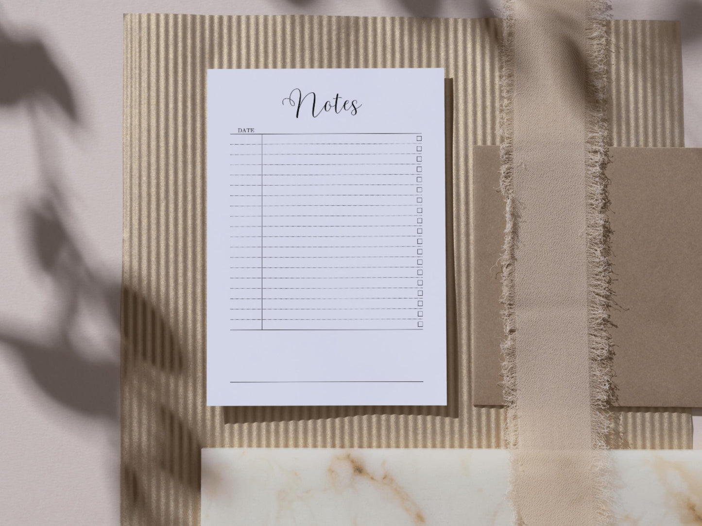 Printable Lined Note Pages: A4 Note Planner Template (Digital Download)