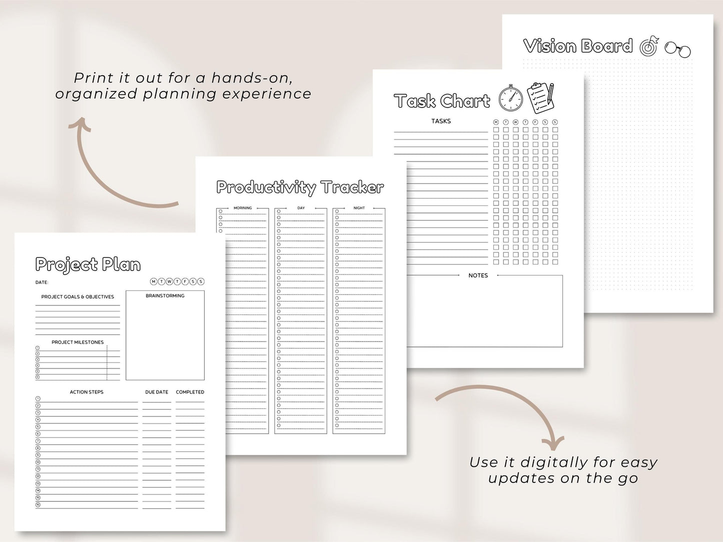 Project Planner Printable: Task List, Work Schedule (A4/A5 Digital Download)