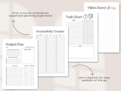 Project Planner Printable: Task List, Work Schedule (A4/A5 Digital Download)